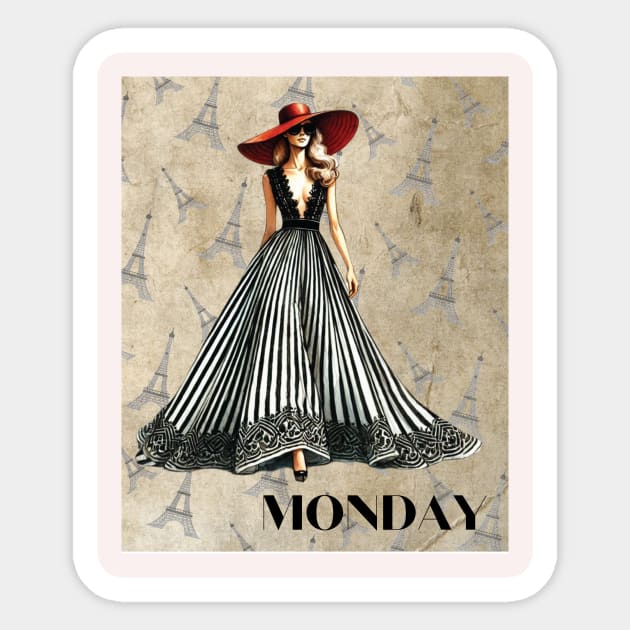 Sticker with days of the week Monday Lady Sticker by LaKoszulka